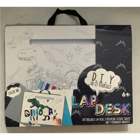 The Unbranded Brand Other - Portable Lap Desk with Pillow up 2 Coloring Sticker Sheets & 4 Markers 18x14In
